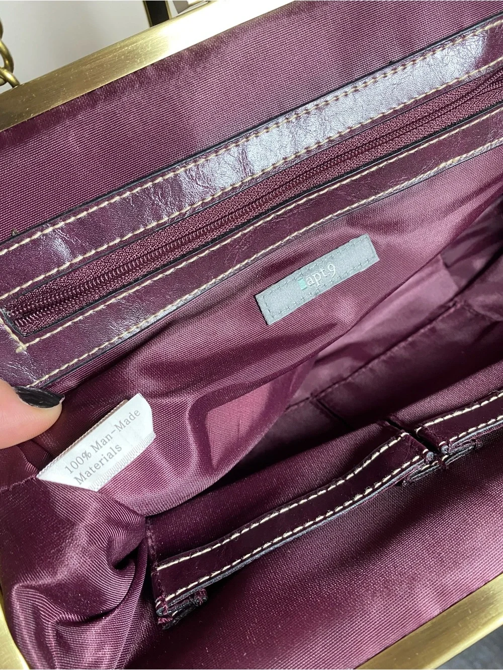 Vintage Apt. 9 Velvet Frame Chain Shoulder Bag - Plum Burgundy